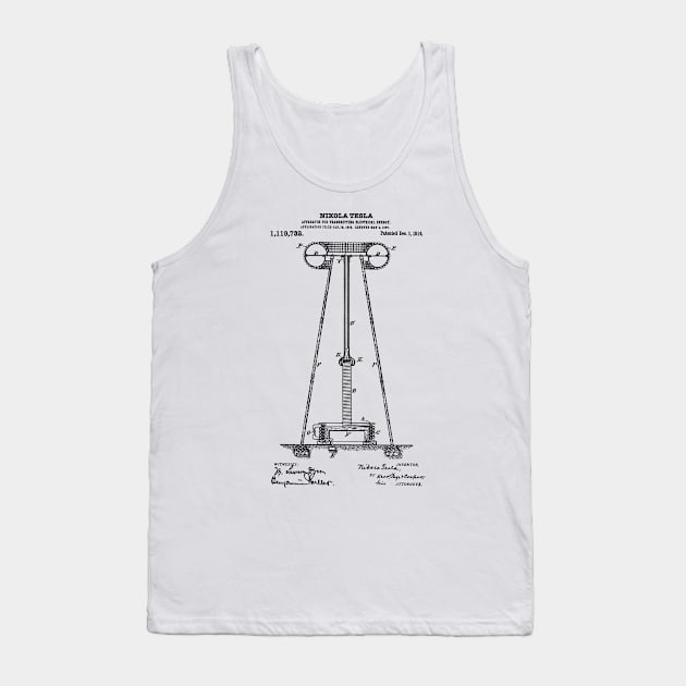 Tesla Coil Patent Black Tank Top by Luve